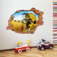 131 Wandtattoo Mähdrescher gelb - Loch in der Wand in 6 Größen Kinderzimmer Wanddeko Sticker Bild 5