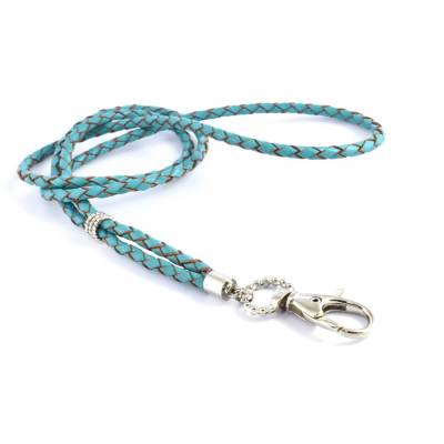 Schlüsselband aus Leder - türkis