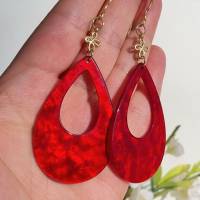 Keltischer Knoten Ohrringe, große rote Statement Ohrringe mit Infinity Zeichen / Unendlichkeit Symbol Bild 3