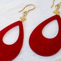 Keltischer Knoten Ohrringe, große rote Statement Ohrringe mit Infinity Zeichen / Unendlichkeit Symbol Bild 7
