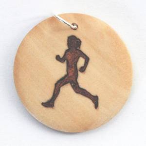Orgineller Anhänger "Läuferin" aus Hartholz. Joggen Sport laufen Geschenk Halskette  Schmuck Amulett verstellbar Bild 1