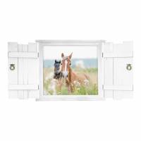 132 Wandtattoo Pferd im Fenster mit Fensterläden weiß - in 6 Größen - wunderschöne Kinderzimmer Sticker Bild 1