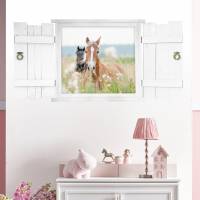 132 Wandtattoo Pferd im Fenster mit Fensterläden weiß - in 6 Größen - wunderschöne Kinderzimmer Sticker Bild 3
