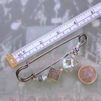 Tuchnadel extra groß mit funkelndem Kristall in Türkis oder Apricot anthrazitfarbene Kiltnadel Bild 4