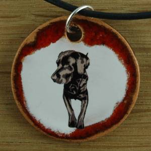 Orgineller Keramik Anhänger Labrador Hund Schmuck handgefertigt, homemade, Halskette, Geschenk, Herren, Kinder, Damen Bild 1