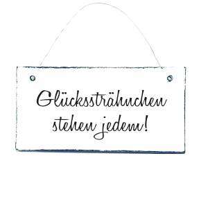 GLÜCKSSTRÄHNCHEN Schild Dekoschild Spruchschild Türschild Holzschild 20x10 cm Bild 1