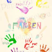 Poster zum Lernen, Farben - Lernposter Handabdrücke, Einschulungsgeschenk, Dekoration Kinderzimmer Bild 2