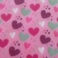 Nickistoff, rosa, bedruckt mit Herzchen, 160 cm breit, Meterware, Preis pro 0,5 lfdm Bild 1