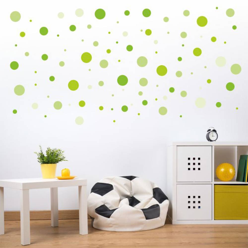 Sticker für Kinderzimmer Baby Möbel 136 Wandtattoo Punkte-Set grün 96 Stück