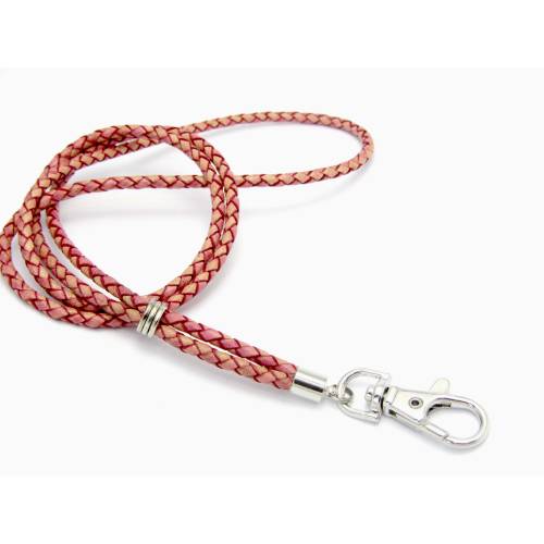 Schlüsselband aus Leder - antik rosa