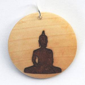 Orgineller Anhänger "Buddha" aus Hartholz. Buddhismus Geschenk Halskette  Schmuck Amulett verstellbare Kette Tal Bild 1