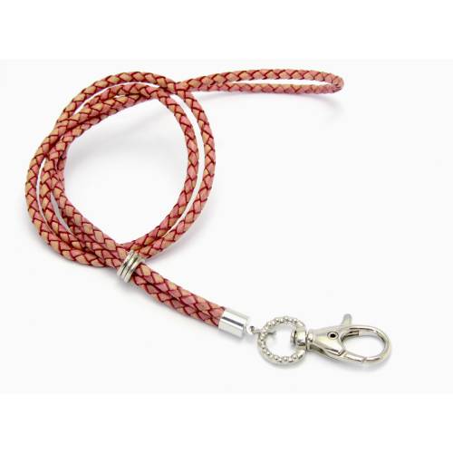 Schlüsselband aus Leder - antik rosa