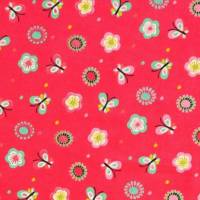 Nickistoff, pink, bedruckt mit Schmetterlingen und Blüten, 160 cm breit, Meterware, Preis pro 0,5 lfdm Bild 2