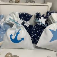 Adventskalender Anker blau weiß  Kalender Advent selber befüllen Säckchen Baumwolle Taschen Tüten Türchen Weihnachten Bild 1