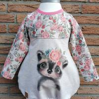 Gr. 86 Baby Pullover / Shirt / Tunika – Mädchen Waschbär Blumen Bild 2