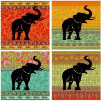 Fliesenaufkleber - Fliesenfolie - Vintage - Shabby - Indien - Elefant - 13048 Bild 1