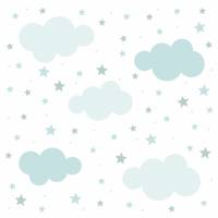 138 Wandtattoo Wolken, Sterne und Punkte Set hellblau - 87 Stück - in 6 versch. Größen erhältlich Bild 1