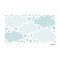 138 Wandtattoo Wolken, Sterne und Punkte Set hellblau - 87 Stück - in 6 versch. Größen erhältlich Bild 2