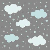138 Wandtattoo Wolken, Sterne und Punkte Set hellblau - 87 Stück - in 6 versch. Größen erhältlich Bild 3
