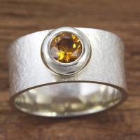 Breiter Ring aus Silber 925/- mit Palmeiracitrin Bild 1