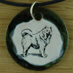 Schöner Keramik Anhänger mit einem Spitz; Hund, Hundebesitzer Schmuck Halskette Geschenk, Souvenir Herren Kinder Damen M Bild 1