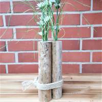 Treibholz/Schwemmholz 3er Blumenvase Vase mit Reagenzglas Bild 3