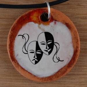 Orgineller Keramik Anhänger Masken; Fasching, Karneval Venedig Geschenk Halskette  Schmuck Amulett verstellbare Kette Ta Bild 1