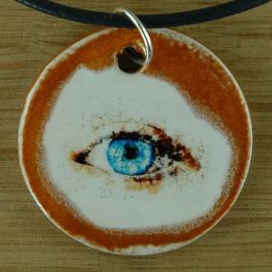 Orgineller Keramik Anhänger "Auge"; blaue Augen Augenarzt Augenheilkunde Geschenk, Kette, Schmuck, Herren, Kinde Bild 1