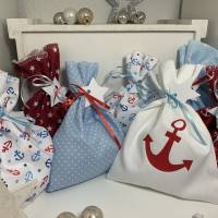 Adventskalender Anker rot blau bunt Kalender Advent selber befüllen Säckchen Baumwolle Tüten Tasche Türchen Weihnachten Bild 1
