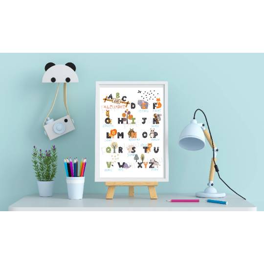 Poster zum Lernen, Buchstaben - Lernposter ABC Zoo Tiere, Einschulungsgeschenk, Dekoration Kinderzimmer Bild 1