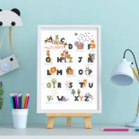 Poster zum Lernen, Buchstaben - Lernposter ABC Zoo Tiere, Einschulungsgeschenk, Dekoration Kinderzimmer Bild 1