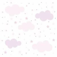139 Wandtattoo Wolken, Sterne und Punkte Set rosa pink - 87 Stück - in 6 versch. Größen erhältlich Bild 1