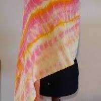 Handgewebter Shibori-Schal "Morgenröte" aus Baumwolle und Leinen Bild 1