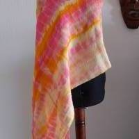 Handgewebter Shibori-Schal "Morgenröte" aus Baumwolle und Leinen Bild 2