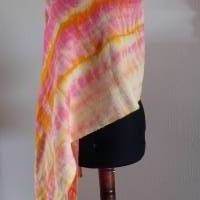 Handgewebter Shibori-Schal "Morgenröte" aus Baumwolle und Leinen Bild 3