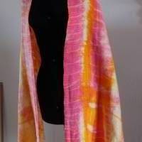 Handgewebter Shibori-Schal "Morgenröte" aus Baumwolle und Leinen Bild 4