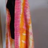 Handgewebter Shibori-Schal "Morgenröte" aus Baumwolle und Leinen Bild 5