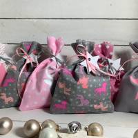 Adventskalender Einhorn Kalender Advent selber befüllen Säckchen Baumwolle Tüten Tasche Türchen Weihnachten Bild 1