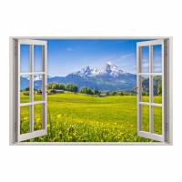 151 Wandtattoo Fenster - Alpen Berge - in 5 Größen - Wandbild Paradies Wanddeko Bild 1