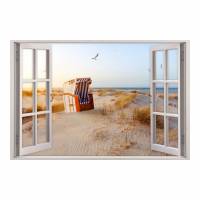 152 Wandtattoo Fenster - Ostsee Strandkorb Maritim - in 5 Größen - Wandbild Paradies Wanddeko Bild 1