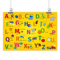Kinder Lernposter ABC gelb in 3 verschiedenen Größen Plakat Bild 1