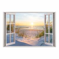 153 Wandtattoo Fenster - Ostseestrand Maritim - in 5 Größen - Wandbild Paradies Wanddeko Bild 1
