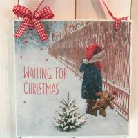 Süßes Holzbild, Waiting for Christmas, Shabby Bild 1