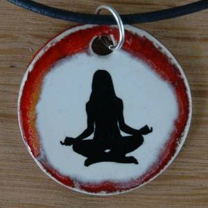 Orgineller Keramik Anhänger Meditation Yoga Buddhismus Balance Geschenk Halskette  Schmuck Amulett verstellbare Kette Ta Bild 1