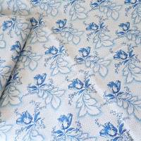 Bauernbettwäsche, Bettbezug mit Tulpen und Blättern, blau weiß, Bauernstoff Vintage Bettwäsche Landhaus Bild 1