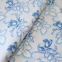 Bauernbettwäsche, Bettbezug mit Tulpen und Blättern, blau weiß, Bauernstoff Vintage Bettwäsche Landhaus Bild 4