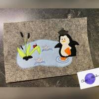 Doodle Stickdatei Pinguin im Wasser Bild 3