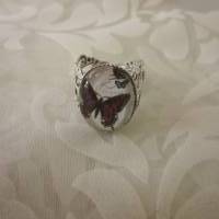 Cabochon Ring mit Schmetterling Rot "Sonja" romantisch verschnörkelt Vintage Stil Geschenkidee Bild 6