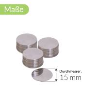 Metallplättchen / Metallscheiben aus magnethaftendem Edelstahl, ideal für Toniefiguren, Haftgrund für Magnete, Ø 15mm Bild 3