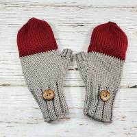 Fingerlose Handschuhe mit Kappe aus Bio-Wolle für Kleinkinder, zweifarbig Bild 3